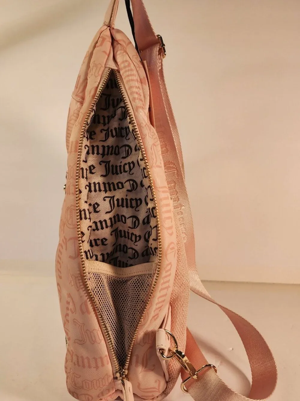 NWT Juicy Couture Material Girl Sling Backpack in Powder Blush